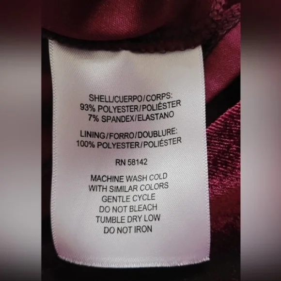 NWOT! Chic Velvet Burgundy Asymmetrical Women's Holiday Blouse Size Medium - Picture 10 of 15